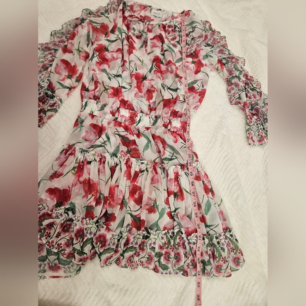 Misa Los Angeles Eliza Tiered Ruffle Chiffon Mini Dress Size S - Picture 14 of 16
